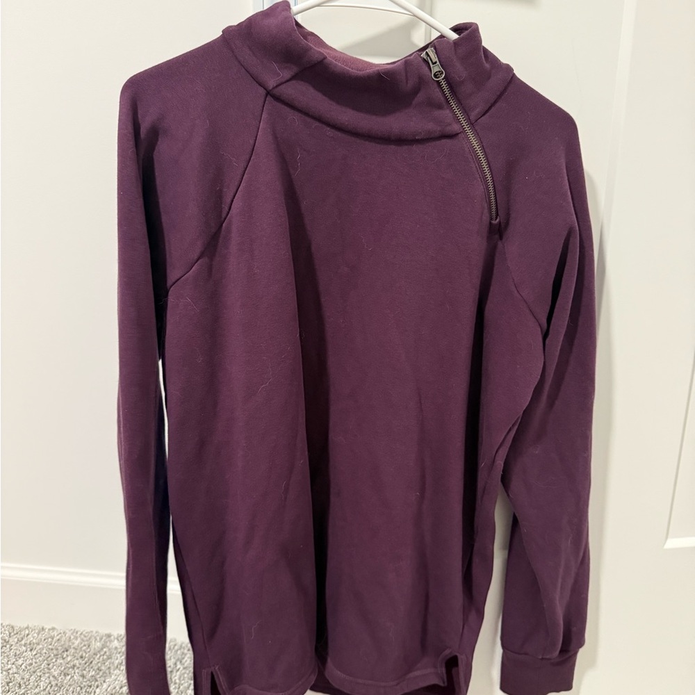 Purple Long Sleeve Top with Zipper